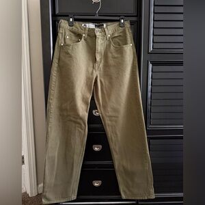 Olive Green Straight-Leg Jeans
